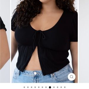 Klassy Network Babydoll Puff Sleeve Braun Black L